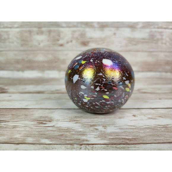 Tom St Clair 1994 Studio Glass Iridescent Speckle Abstract Paperweight Galaxy 3" - Picture 5 of 11